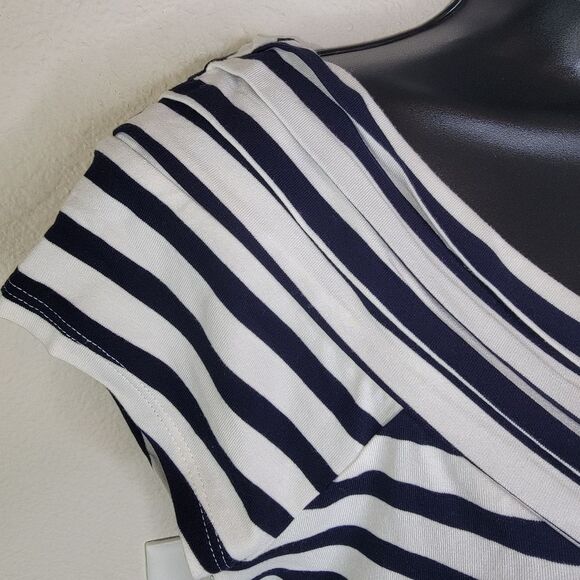 Whbm Women's Striped V-neck Cap Sleeve Top Sizs Medium - Picture 3 of 6